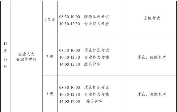 遼寧人力資源考試時(shí)間